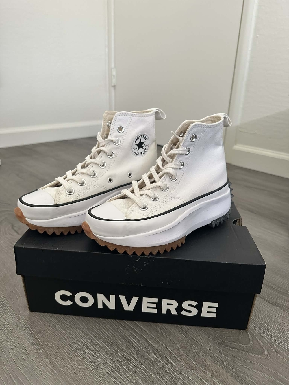 Converse White High-Top Platform Run Star Hike Sneakers